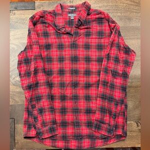 Eddie Bauer Red and Black Plaid Flannel Shirt
